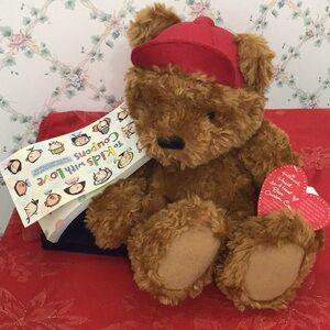 Valentine 2002 Vintage Hallmark Heart Baseball Cap Bear with Kid’s Love Coupons